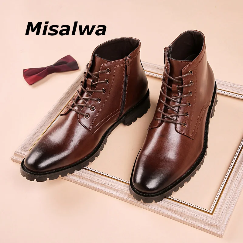 

Luxury Gentleman Boots Men Misalwa Zipper Lace-up Handcraft Oxford Boots for Men Old-fashioned Formal Shoes Official