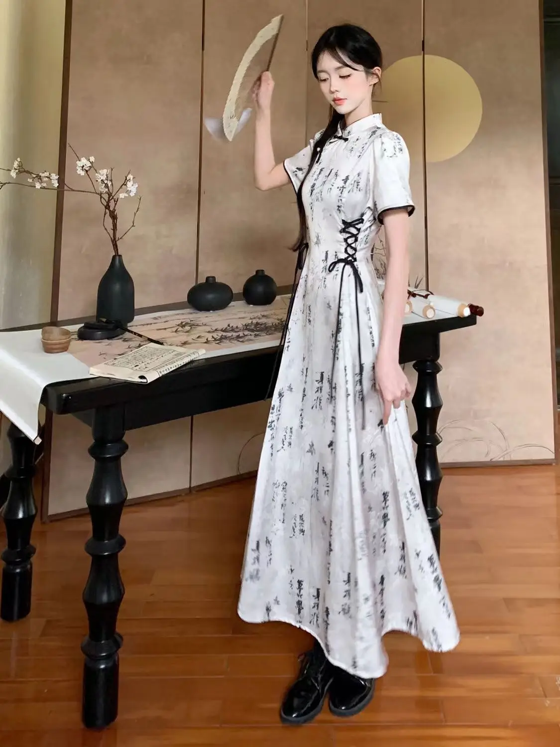 Женское платье-Ципао с коротким рукавом в китайском стиле