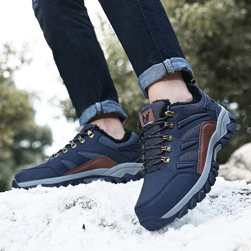 Sneakers For Men 2022 New Trekking Shoes Leather Winter Boot Waterproof Man Hiking Boots Keep Warm Snow Botas Hombre Winter Boot