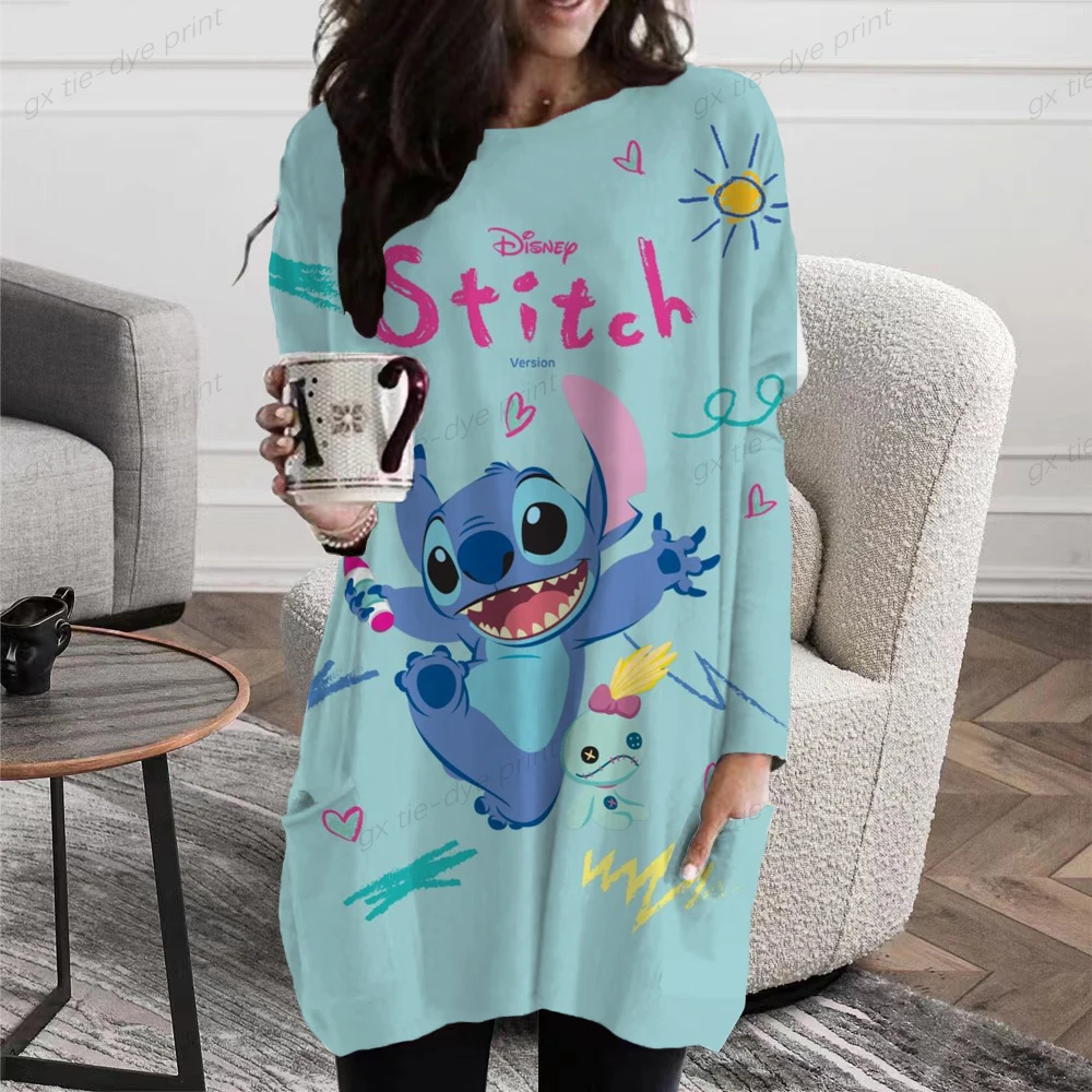 

Disney Lion King Simba Print Pockets Long Tshirt Women O-Neck L Plus Size Retro Printed Long Sleeve New T-shirts Blusas Feminina