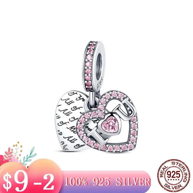 

Independent Design 925 Sterling Silver I Love You Heart Charm Fit Original Pandora Bracelet Making Fashion DIY Jewelry For Women