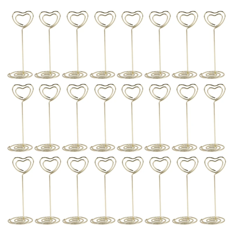 

24Pcs Place Card Holders Heart Shape Table Number Stands Table Number Holders For Party Menu Clips