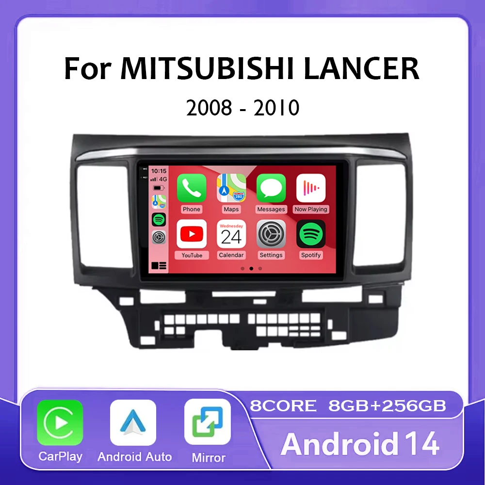 Android 14 Carplay авто радио мультимедийный плеер для Mitsubishi Lancer 2007-2013 2K экран авторадио