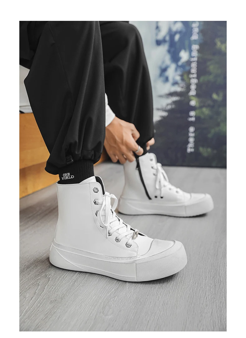 Осенне-зимняя мужская рабочая обувь из микрофибры с высоким вырезом новая модная