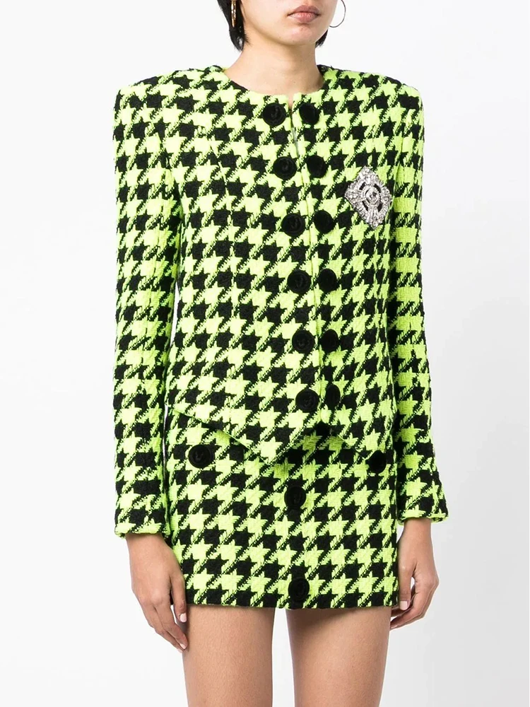 Женская твидовая куртка на пуговицах в виде льва