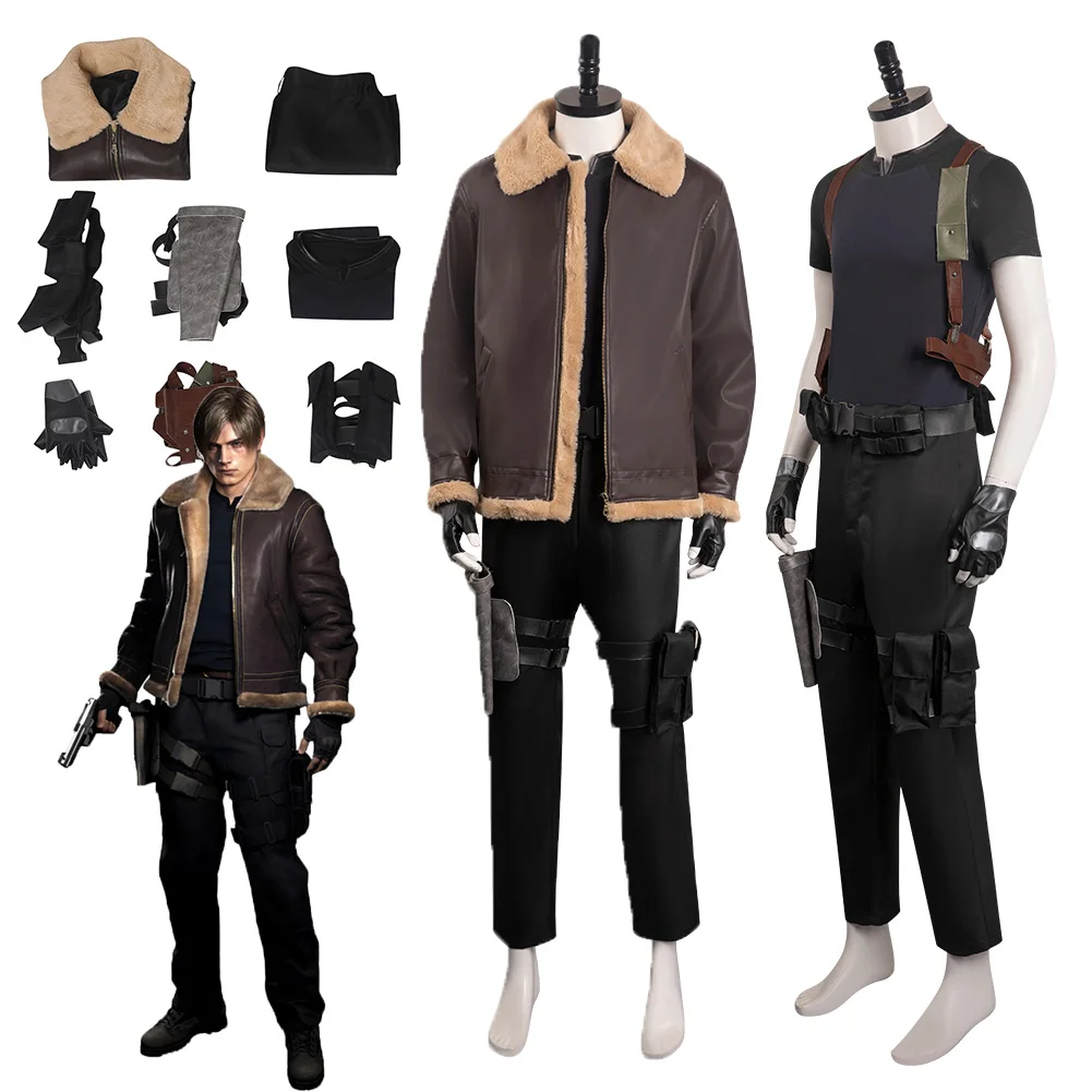 

Костюм для косплея из куртки пальто и брюк из искусственной кожи