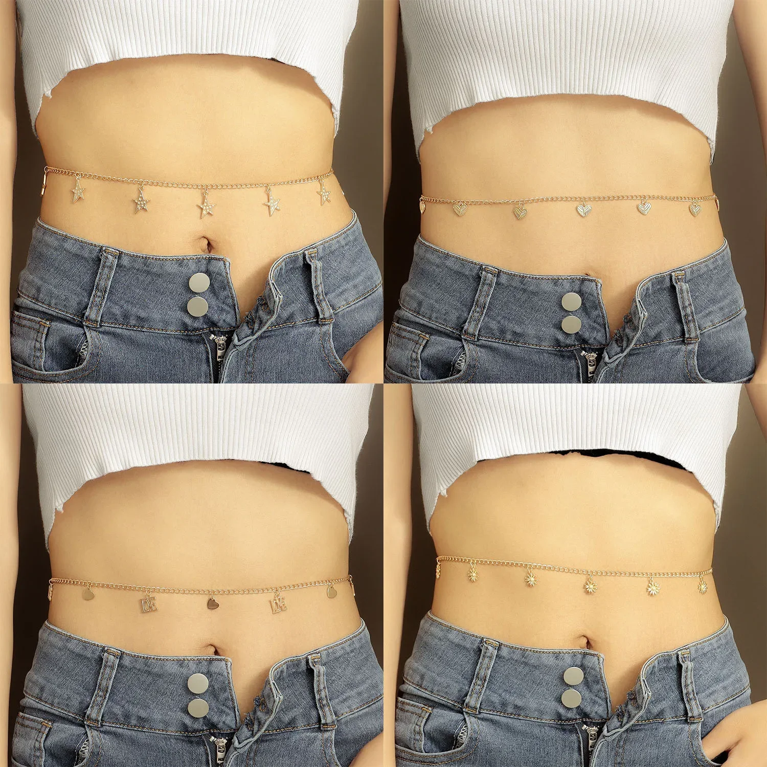 Цепочка на талию женская пентаграмма подвеска в виде любви летнее пляжное бикини