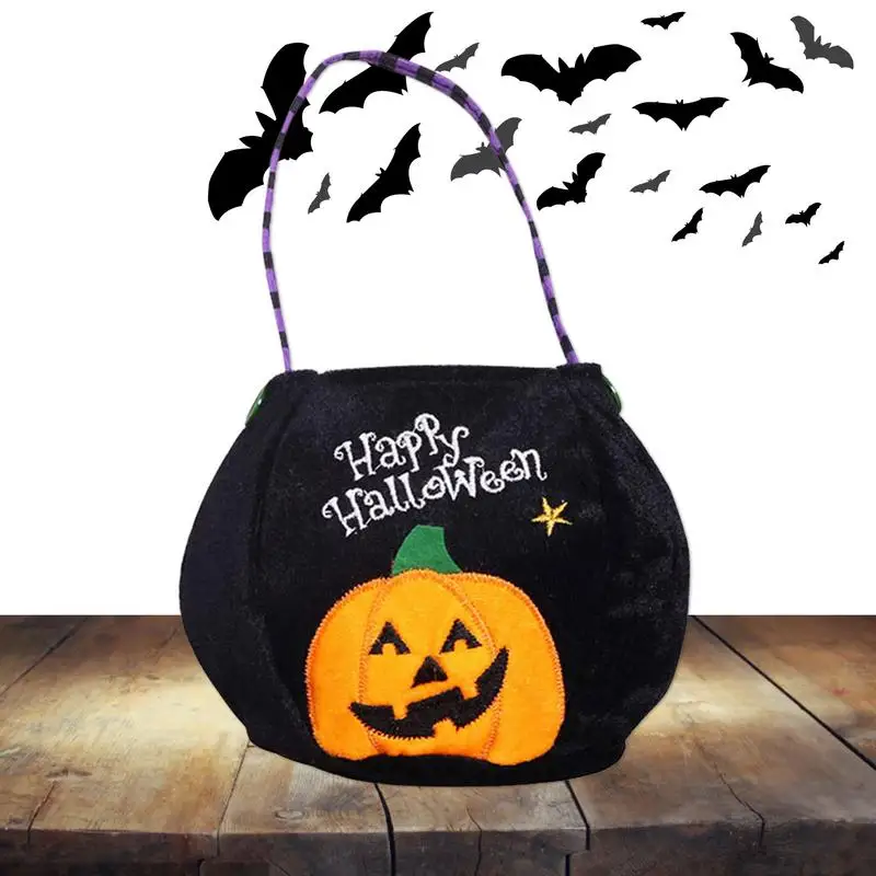 

Halloween Trick Or Treat Bags For Kids Kids Bucket Tote Bag Pumpkin Design Halloween Buckets DIY Non-Woven Goody Basket For