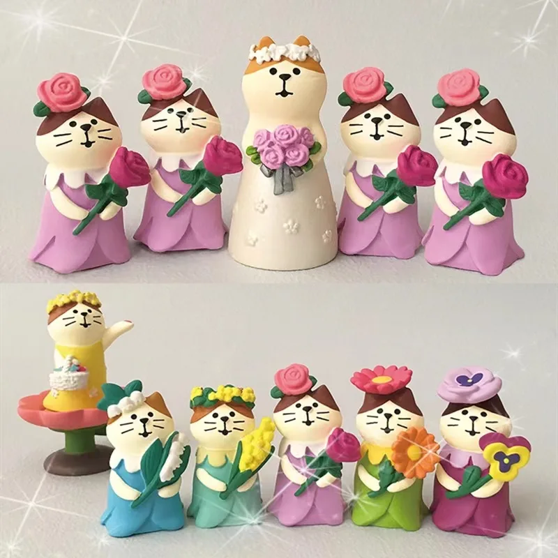 Японские Мультяшные миниатюрные фигурки милый кот жених невеста дизайнерская