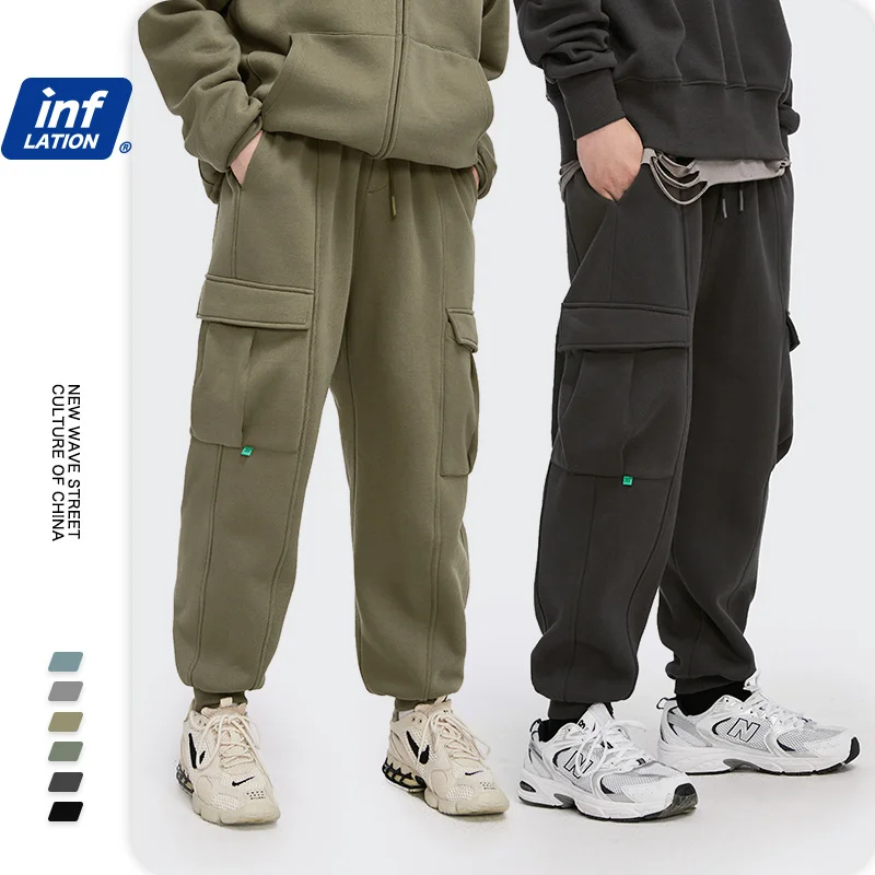 

Thick Fleece Sweatpant Men Winter Warm Plain Jogger Cargo Pants Unisex Trousers