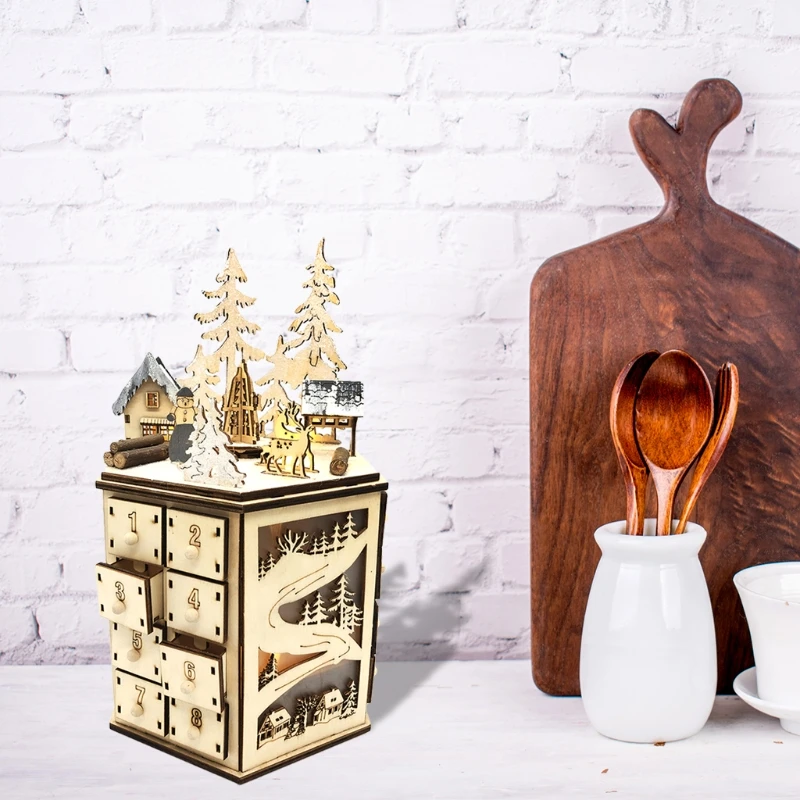 D0AD Рождественский деревянный календарь приключений с обратным отсчетом 24 ящика