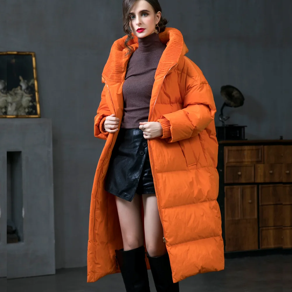 

Warm Down Jacket Women's Long Design Feeling 2022 Winter New Loose Hooded White Duck Down Warm Parka Coat Abrigo Mujer