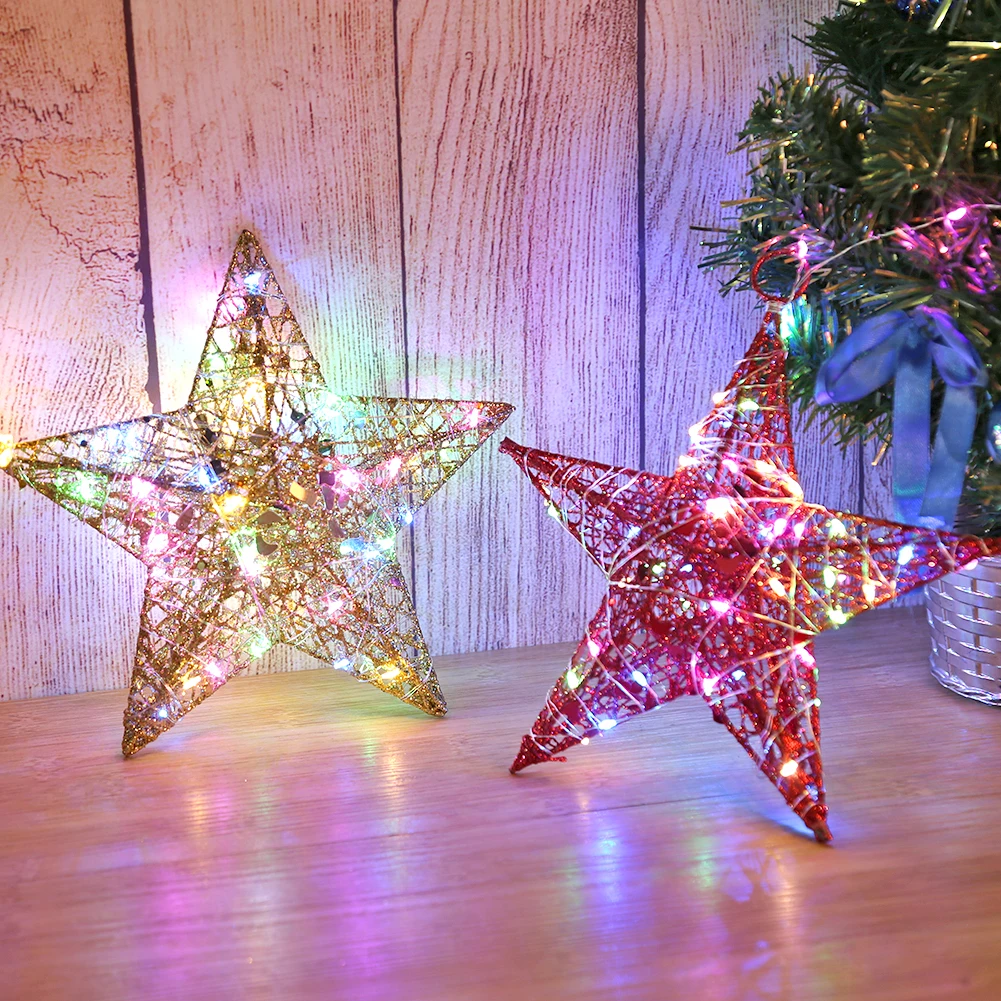 

50LED Christmas Star String Lights Wrought Iron Bedroom Party Indoor Decorations Atmospheric Christmas Star Light