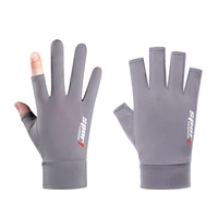 gloves cycling mtb summer ice silk missing two fingers sunscreen half finger men outdoor road cycling fishing driving gloves