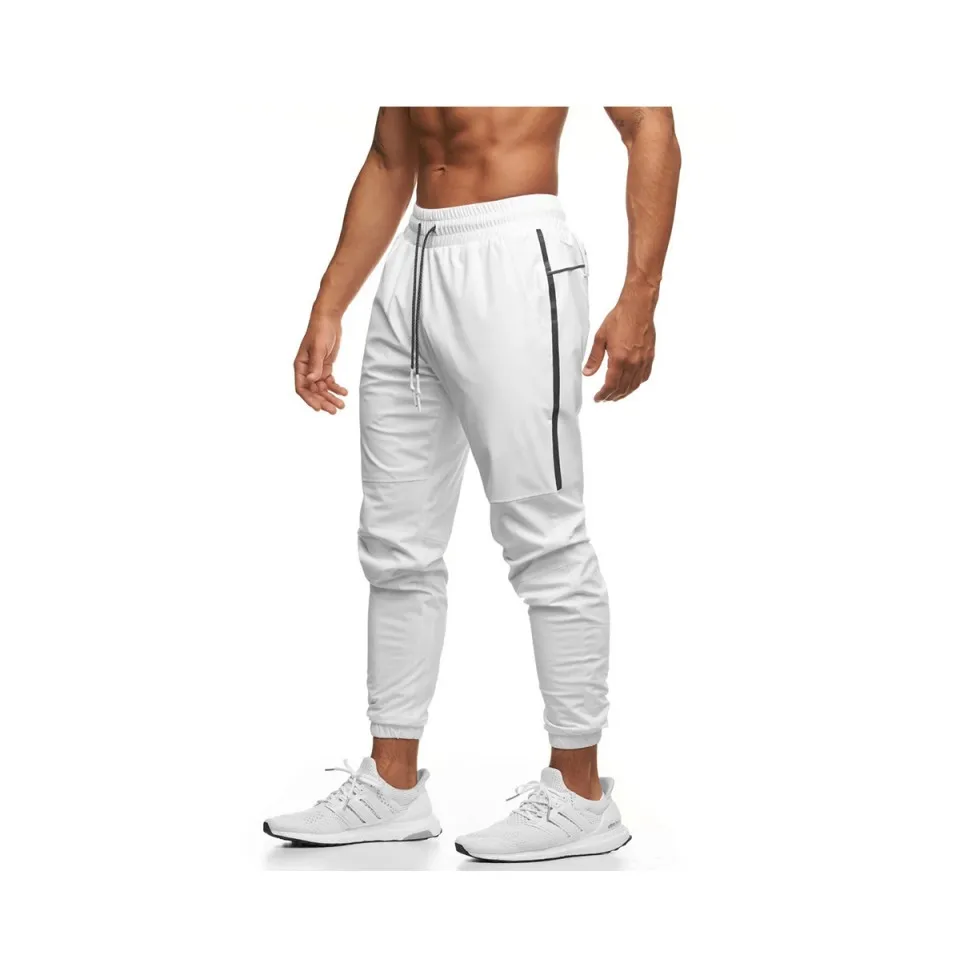 

New Men's Waterproof Quick-dry Joggers Running Sports Trousers Casual Zipper Pockets Reflective Elastic Bottom Pencil Pants