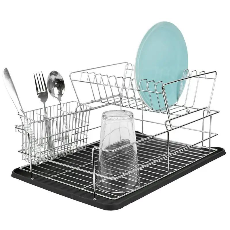 

2 Tier Dish Rack, Black Salad spinner Rice cleaner Cheese cloth strainer Home and kitchen Articulos de cocina y hogar ofertas Ke