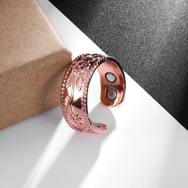 Fashion Classic Cube Copper Magnetic Adjustable Opening Ring for Men and Women Jewelry Gift | Rings