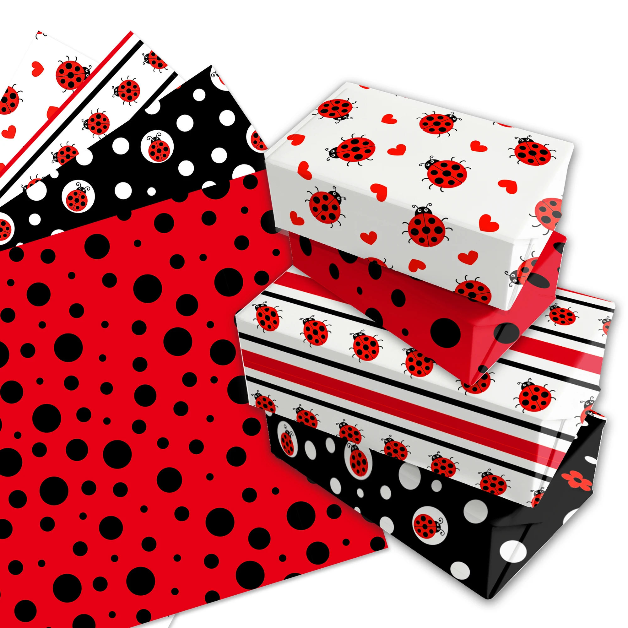 

12pcs Cartoon Animals Ladybug Spring Birthday Party DIY Gift Wrapping Papers Handbook Material Paper Baby Shower Party Supplies