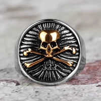 316l stainless steel punk gothic skull men ring gold silver color personality biker ring for men boy jewelry accessories gift