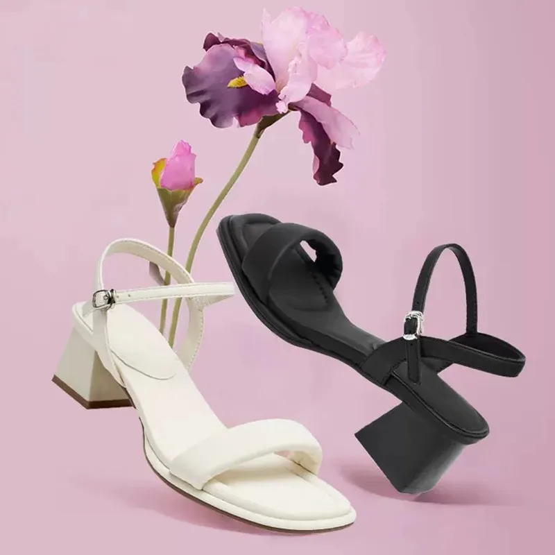 

Женские сандалии на высоком каблуке, Повседневные Дышащие пляжные туфли с открытым носком и пряжкой, лето 2023