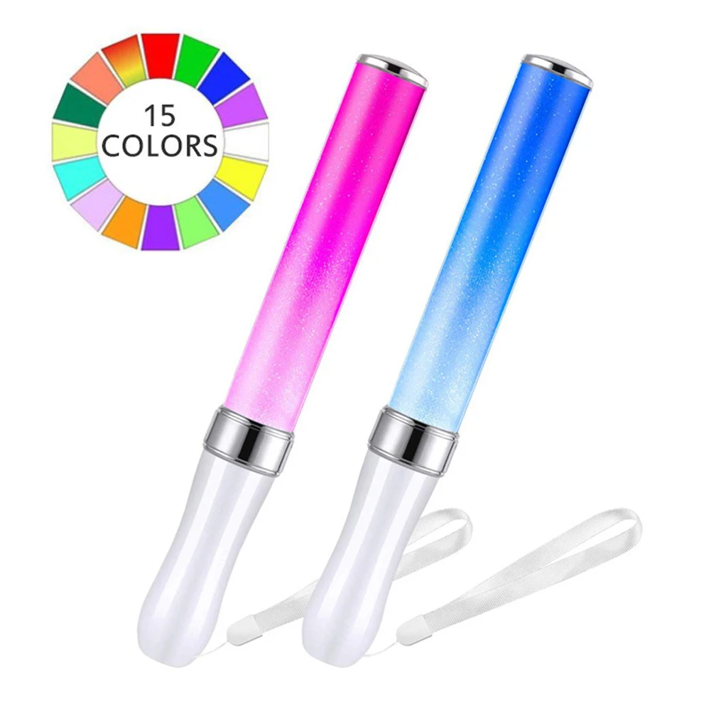

Battery Powered Light Sticks 15 Colors Change LED Glow Stick Wedding Party Celebration Fluorescent Camping Vocal Concerts Decor