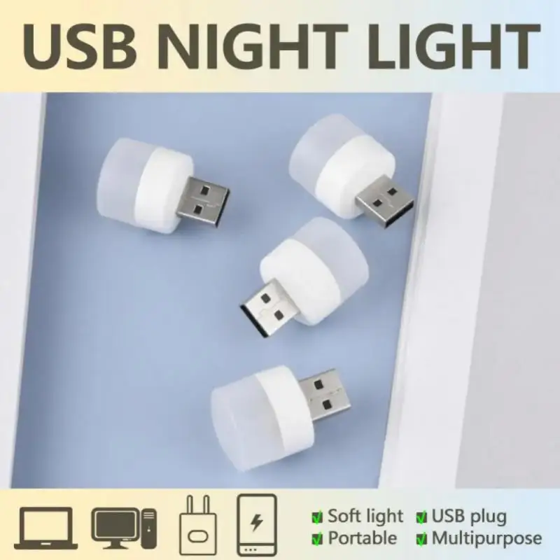 Ночник Мини-светодиодный ночник USB-разъем Лампа Power Bank Зарядка USB-подсветки для
