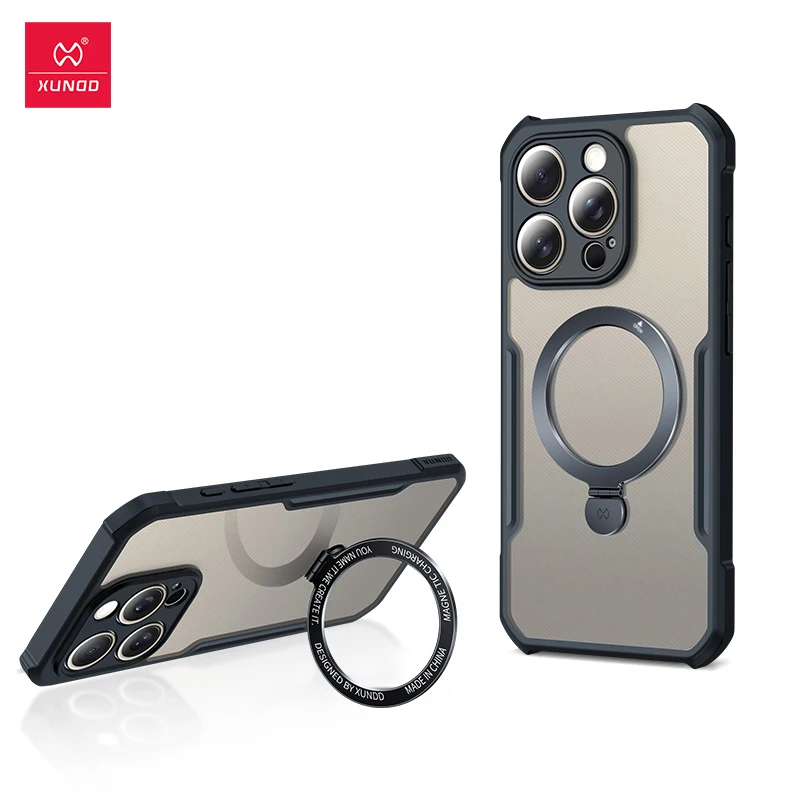 

Xundd Magnetic Holder Case For iPhone 15 Pro Max Case For iPhone 15 Plus 15 Pro Airbag Shoclproof Shell Back Transparent Cover