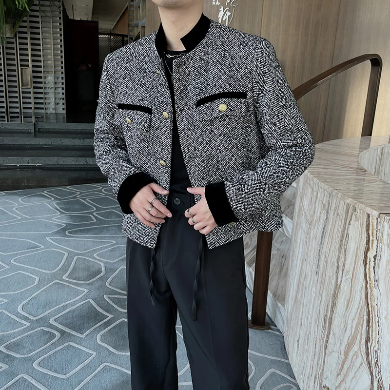 Winter Thick Short Woolen Coat Men Warm Fashion Gray Casual Woolen Coat Men Korean Loose Woolen Short Jacket Mens Outwear M-2XL