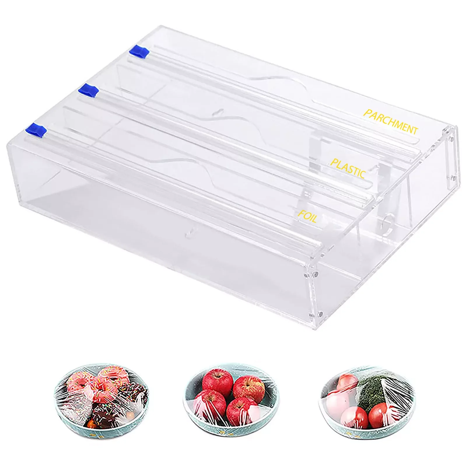 

Refillable Plastic Wrap Dispenser With Slide Cutter For Aluminum Foil Wax Paper Food Wraps Kitchen Organization And Storage