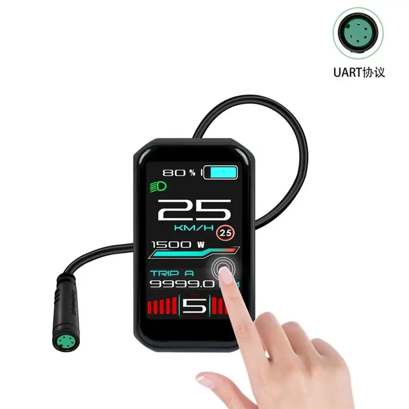 Фото Дисплей для электровелосипеда A07T-Electric Bike Computer Display VD18MT для двигателя Bafang с протоколом UART, 5-контактный дисплей для электровелосипеда. №4