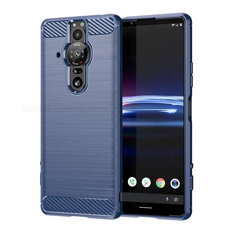 

For Sony Xperia Pro-I Brushed Carbon Fiber Shockproof Case For Xperia 5 1 10 III Ace II XZ3 XZ2 XZ1 XA2 XA1 Soft Silicone Cover