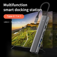 new hub portable 6 in 1 ports 100w pd charger aluminum case 4k 30hz monitor type c adapter usb 3 0 for laptop charging hub