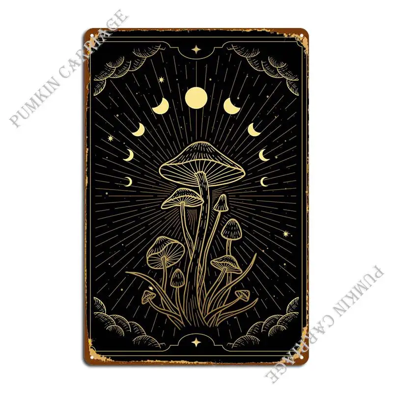 

Tarot Mushroom Moon Phase Metal Plaque Poster PaintingPrinting Plaques Pub Plates Wall Decor Tin Sign Poster