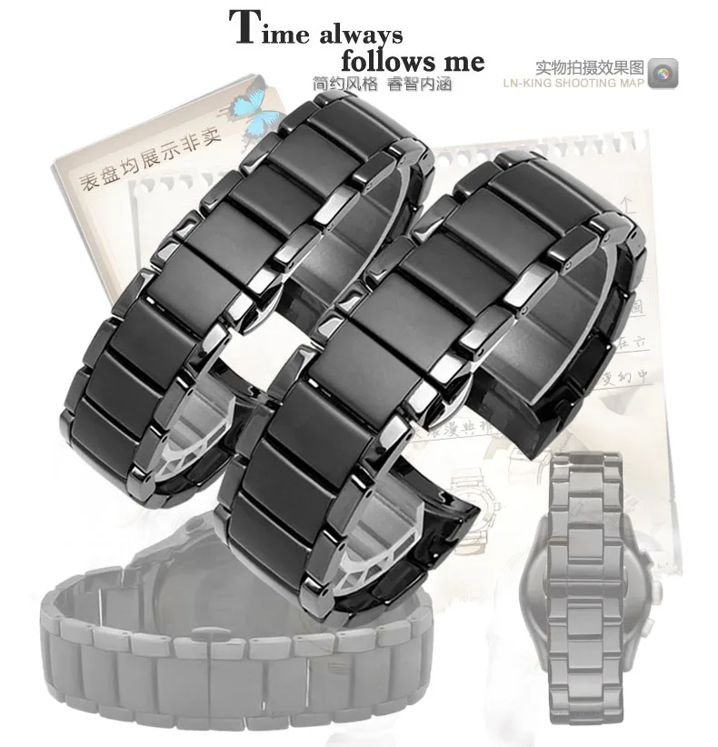 

Ceramic Mix Steel for Armani AR1451 AR1452 Watch Band for AR Watches Wrist Strap Brand Watchband Samsung S3 S4 Curved End