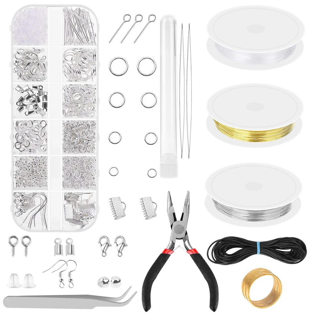 

Набор инструментов для изготовления ювелирных изделий, плоскогубцы с одним петлей, пинцет с открытым колечком, медные провода, открытые фотокрючки для браслетов, ожерелий