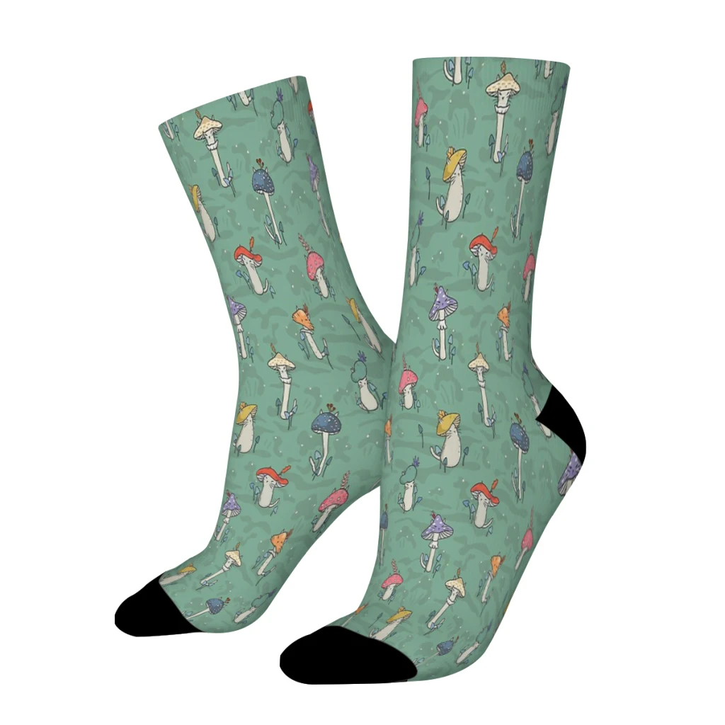 

Afternoon Forest Meeting of the Cats Mushroom Mushrooms Forest Straight Socks Male Mens Women Autumn Stockings Polyester Printed