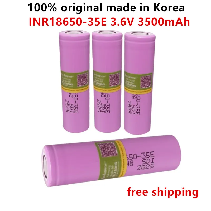 

100% Original made in Korea18650 3500mAh 20A discharge INR18650-35E 3.7v 18650 battery 3.7V rechargable Battery+free shipping