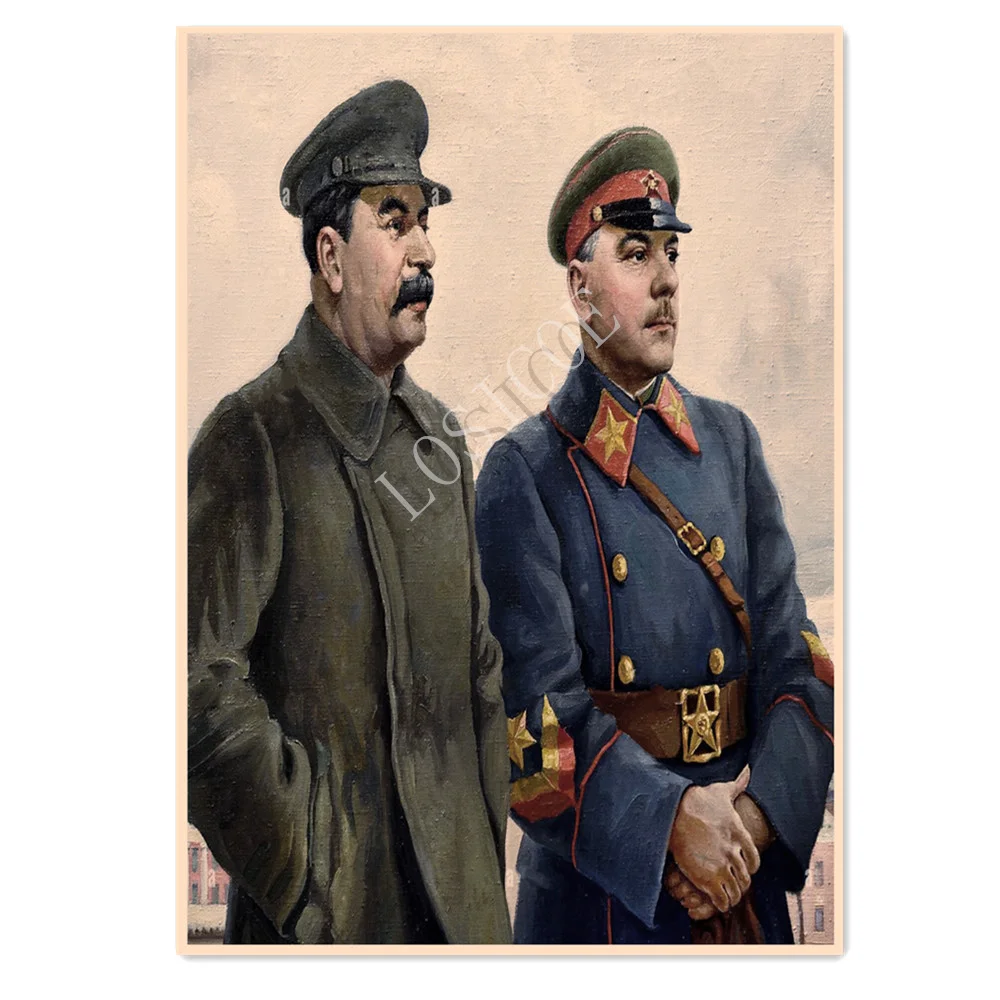 

Stalin and Voroshilov in The Kremlin Art Posters Vintage Kraft Paper Print Art Painting Soviet Union CCCP USSR Wallpaper Drawing