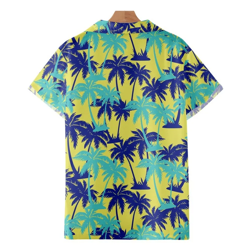 2022 New Hawaiian Coconut 3D Printing Casual Cuban Short Sleeved Shirt Men's Fashion Shirts for Tourism Vacation Beach