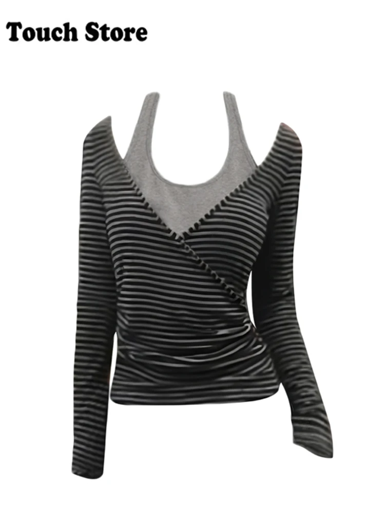 Осень-зима для женщин Shoujo Girl с длинными рукавами искусственный укороченный топ