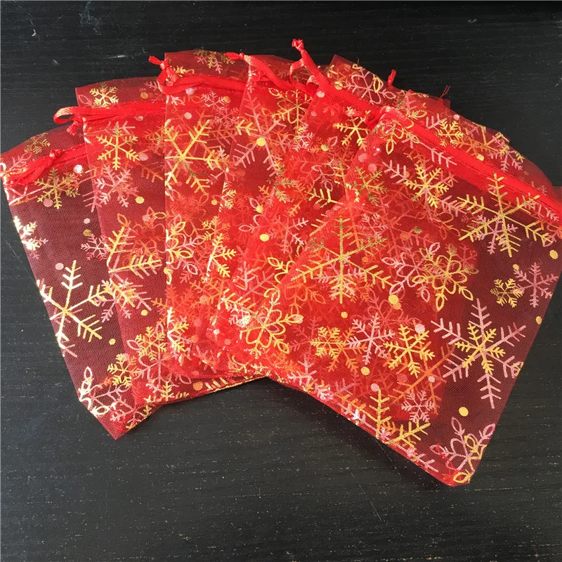 100 шт. маленькие сетчатые подарочные пакеты в виде снежинок
