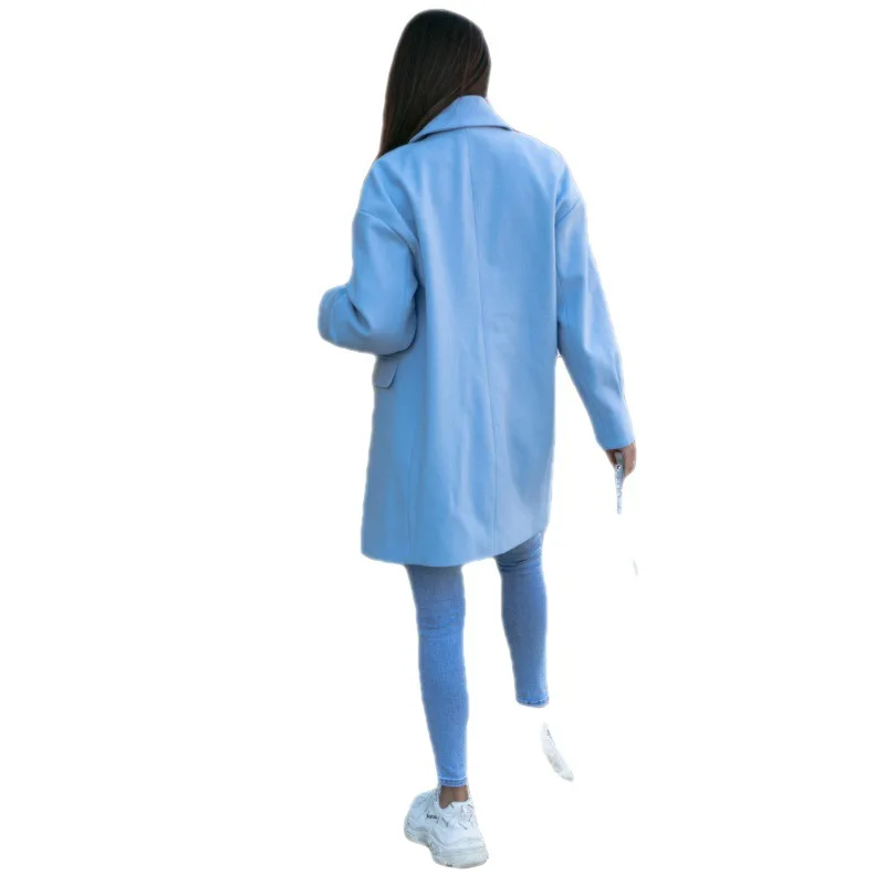 

Женское двубортное пальто с длинным рукавом, Осень-зима 2022