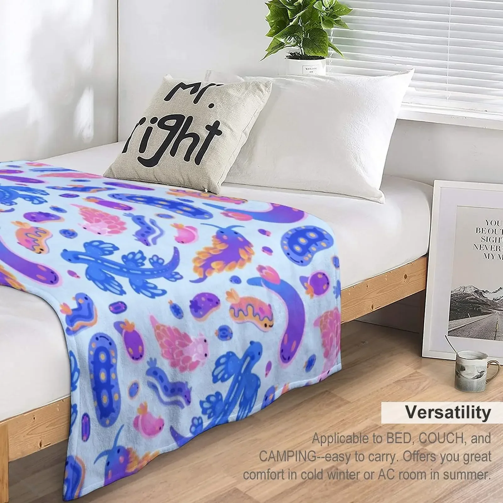 Морской слизник - пастельно-синее одеяло волосы одеяла и пледы декоративные для