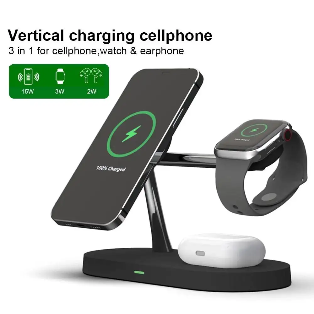 

15W 3 IN 1 Magnetic Wireless Charger Stand For iPhone 14 13 12 Pro Max Apple Watch Airpods Fast Charging Dock Station Holder