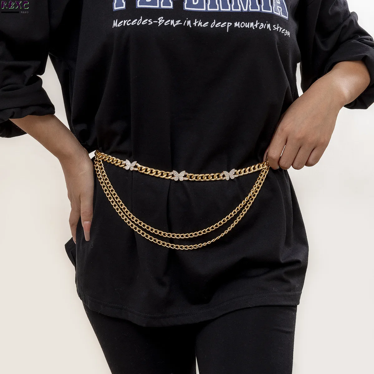 

RBxc Jewelry sexy tassel temperament body waist chain simple diamond inlaid little butterfly dress chain