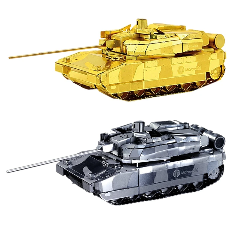 

Microworld DIY Сборная модель основной боевой танк 3D Трехмерная металлическая головоломка обучающая игрушка украшения, Оригинальные подарки