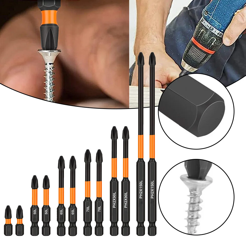 

12 шт. ударная Магнитная Нескользящая крестовая отвертка ручная электрическая дрель Шестигранная электрическая отвертка набор наконечников для шуруповерта