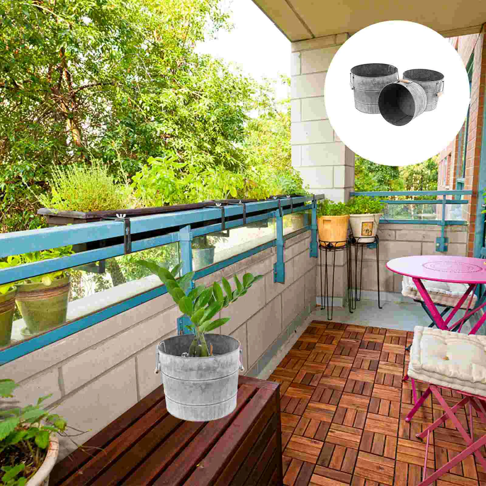 

3Pcs Metal Flower Buckets Durable Iron Planters Practical Flower Containers