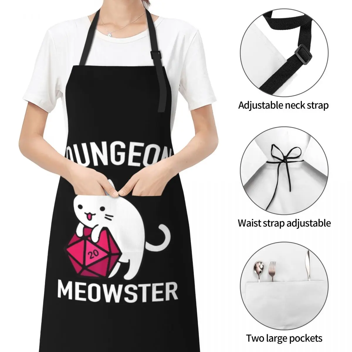 Забавный фартук Dungeon Meowster DnD Gamer Cat D20 кухонные женские платья предметы