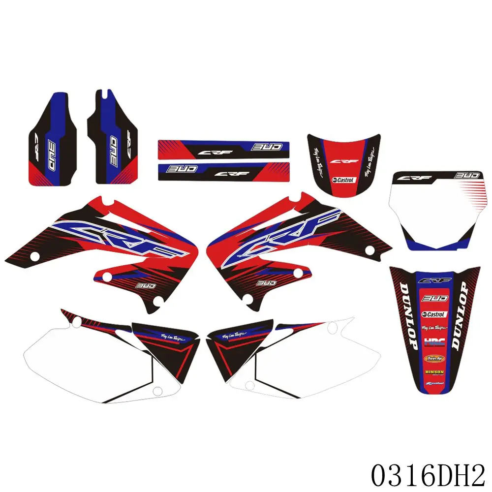 

For Honda CRF450R CRF450 2002 2003 2004 CRF 450 450R Full Graphics Decals Stickers Motorcycle Background Custom Number Name